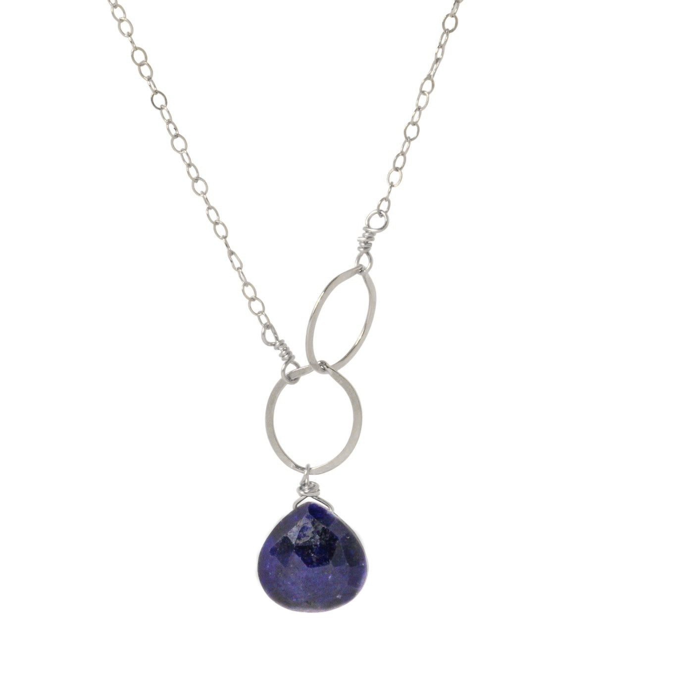 Blue Sapphire Circle Drop Necklace