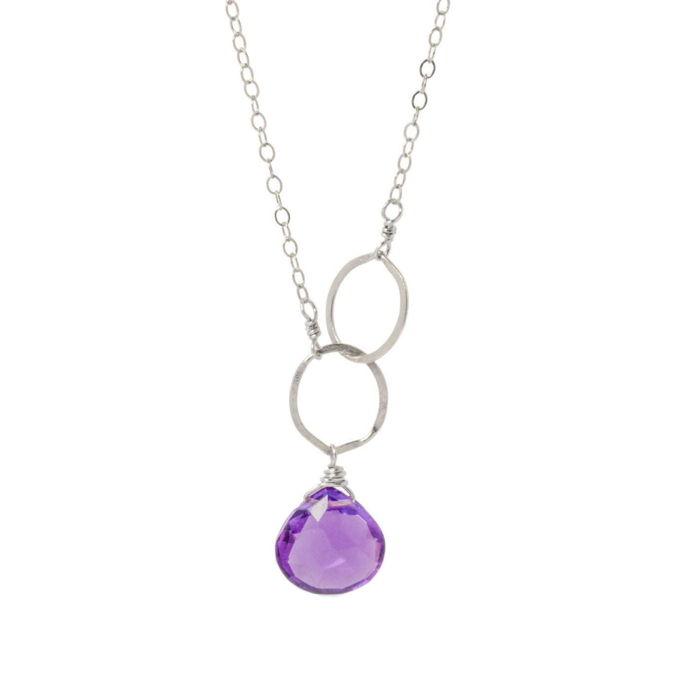 Amethyst Circle Drop Necklace