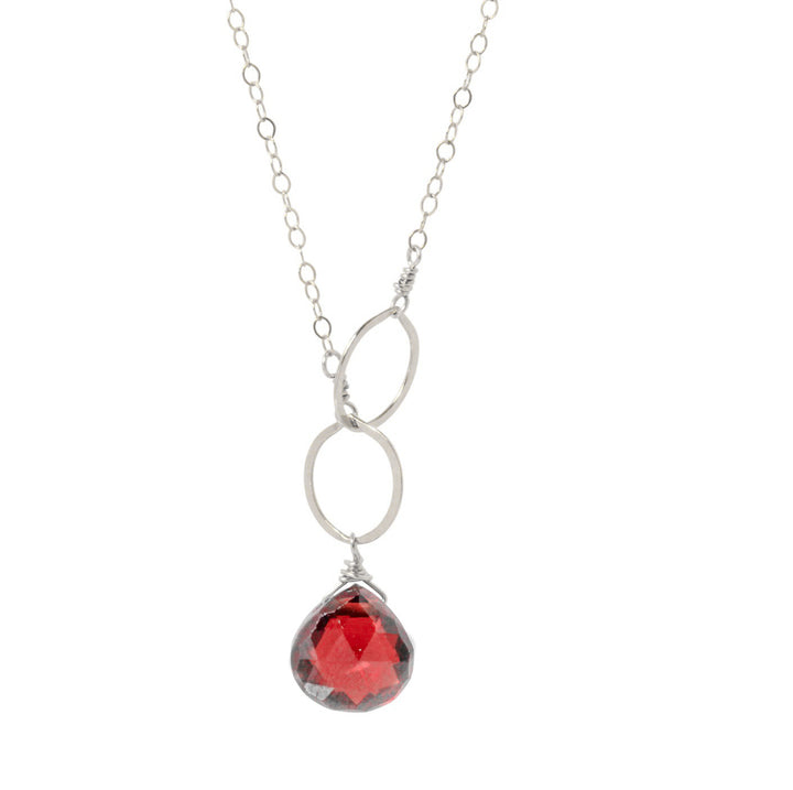 Garnet Circle Drop Necklace