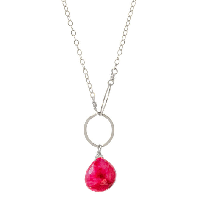 Ruby Circle Drop Necklace