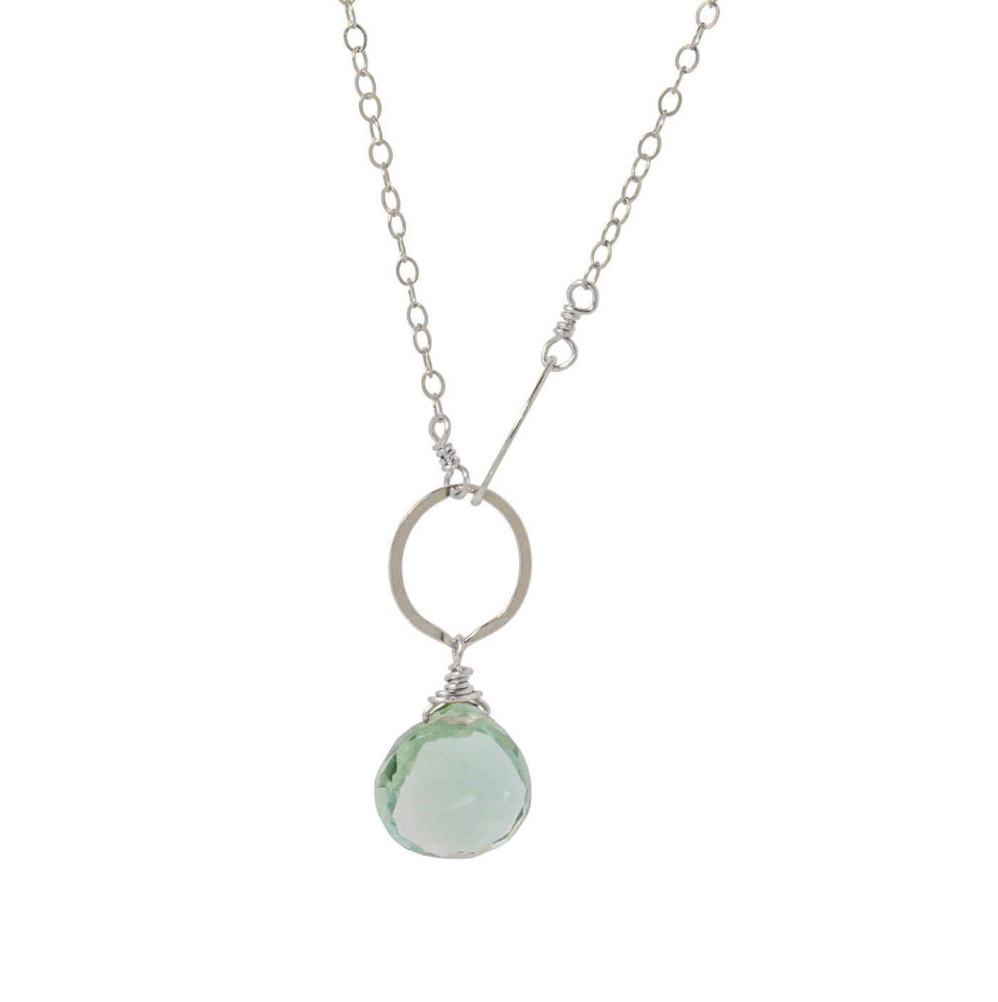Green Amethyst Circle Drop Necklace
