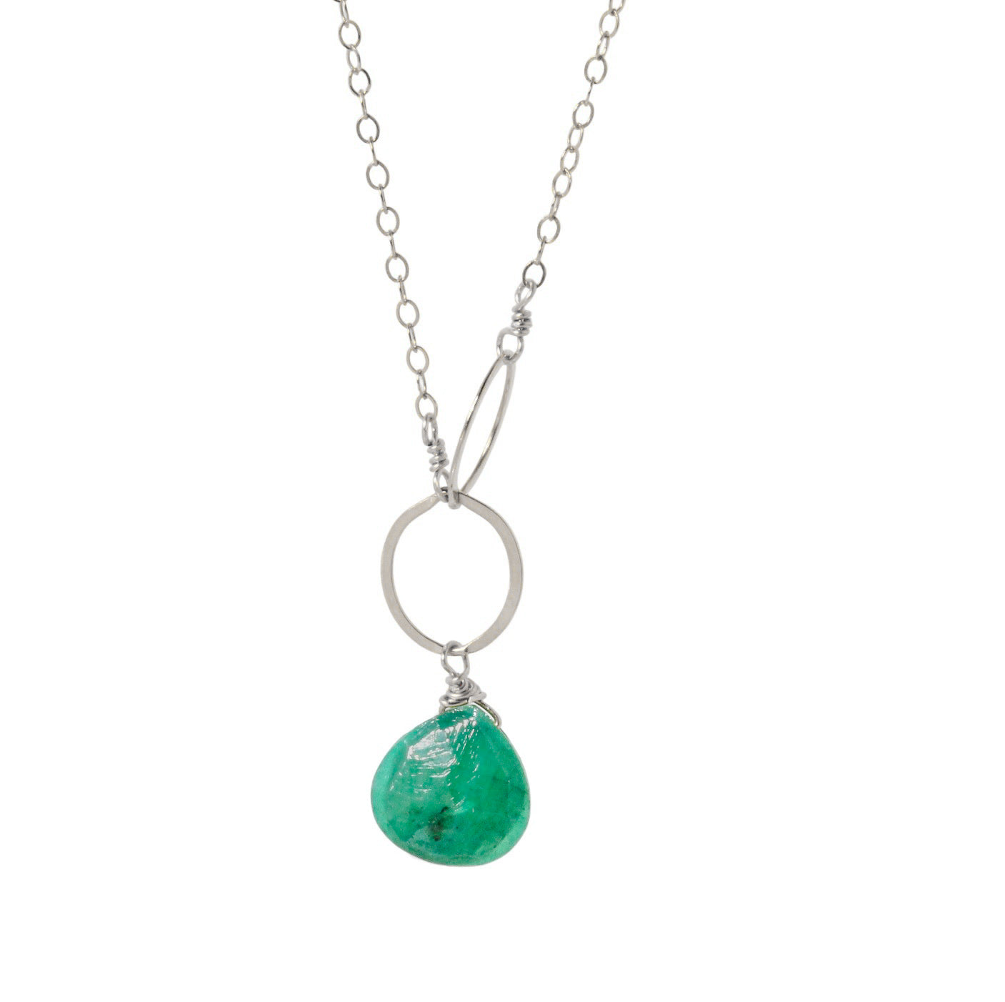 Emerald Circle Drop Necklace