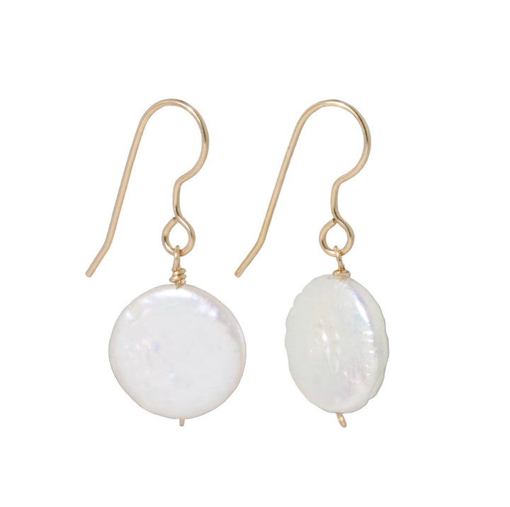 Simple Coin Pearl Drop Earrings