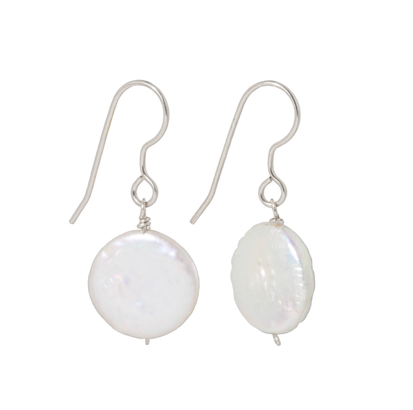 Simple Coin Pearl Drop Earrings