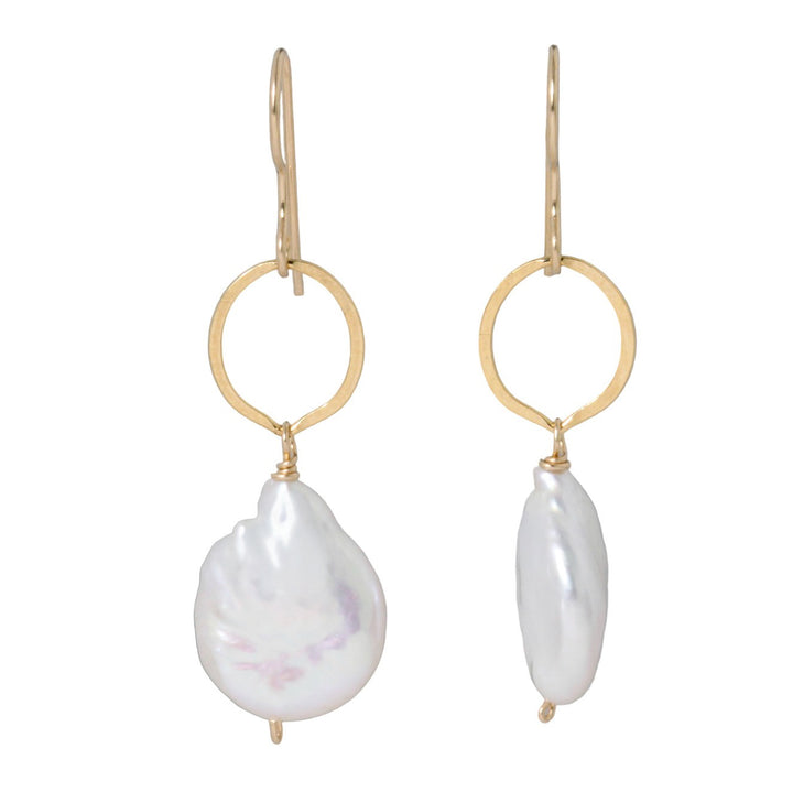 Coin Pearl Circle Drop Earrings