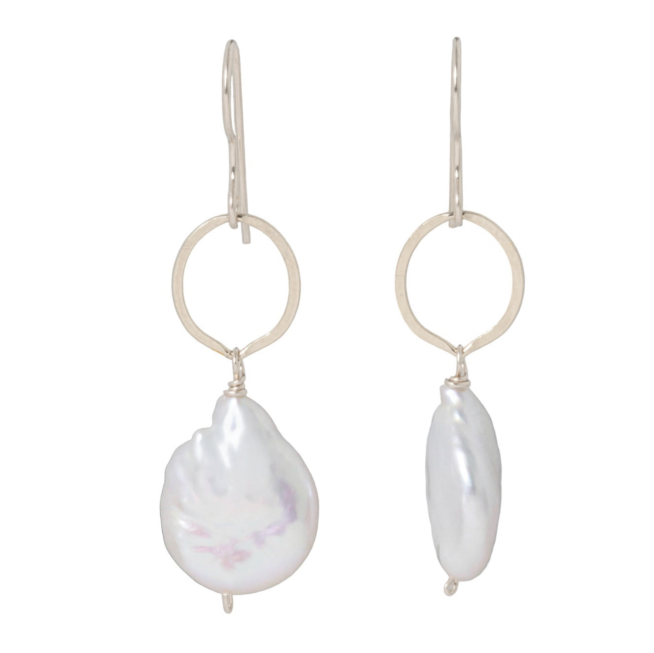 Coin Pearl Circle Drop Earrings