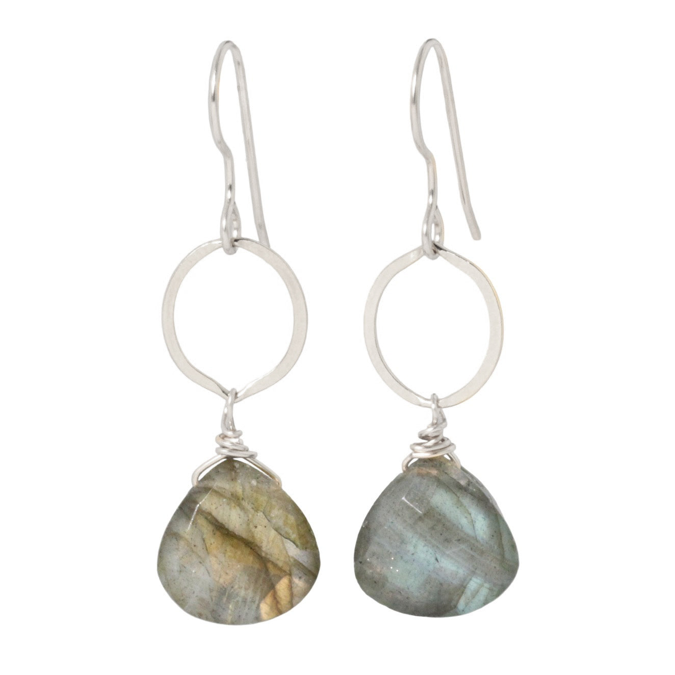 Labradorite Circle Drop Earrings