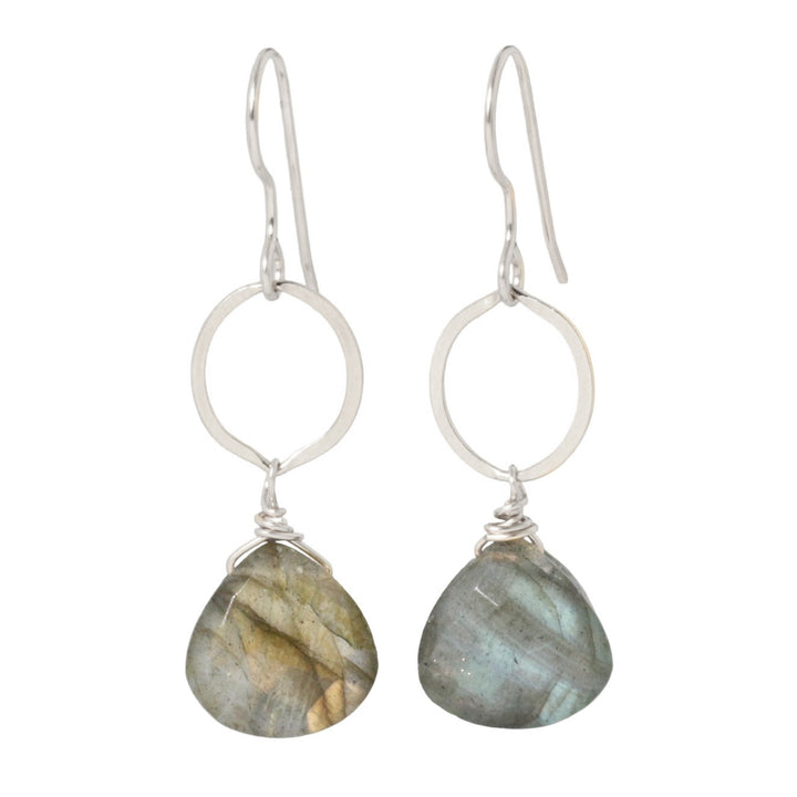 Labradorite Circle Drop Earrings