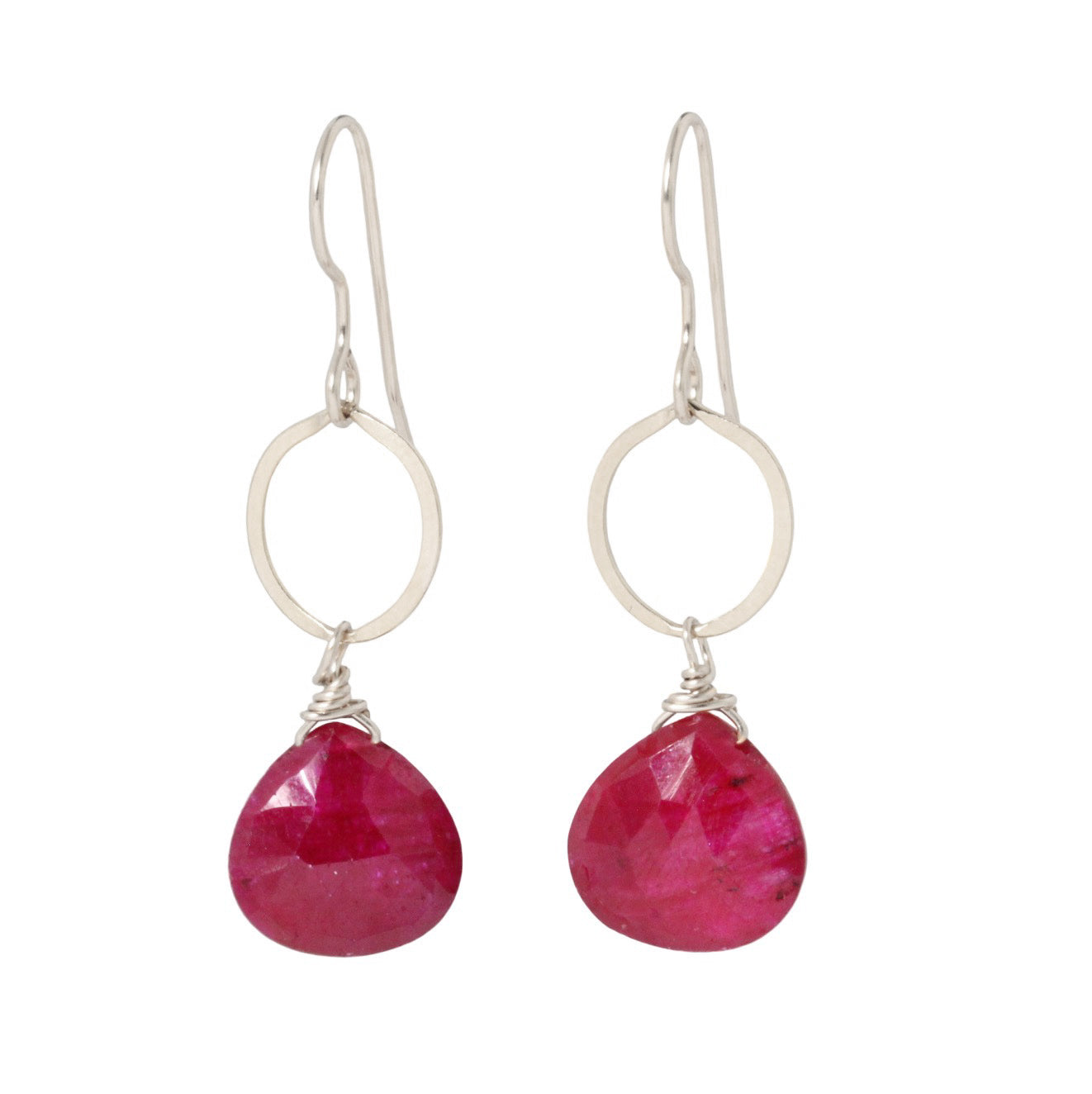 Ruby Circle Drop Earrings
