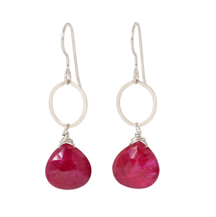 Ruby Circle Drop Earrings