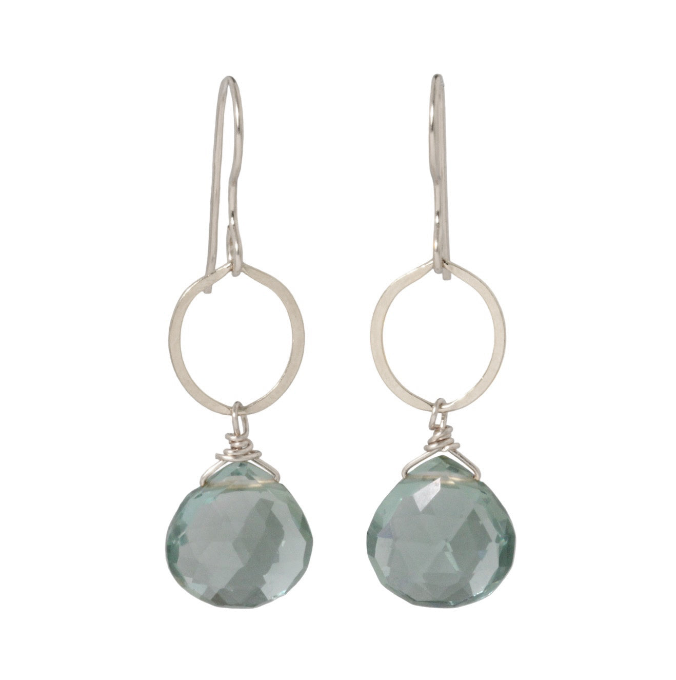 Green Amethyst Circle Drop Earrings