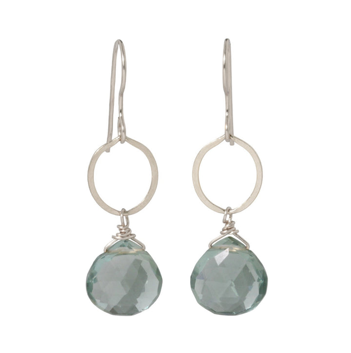 Green Amethyst Circle Drop Earrings