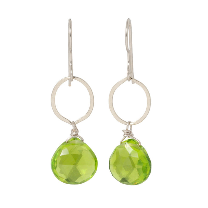 Peridot Circle Drop Earrings