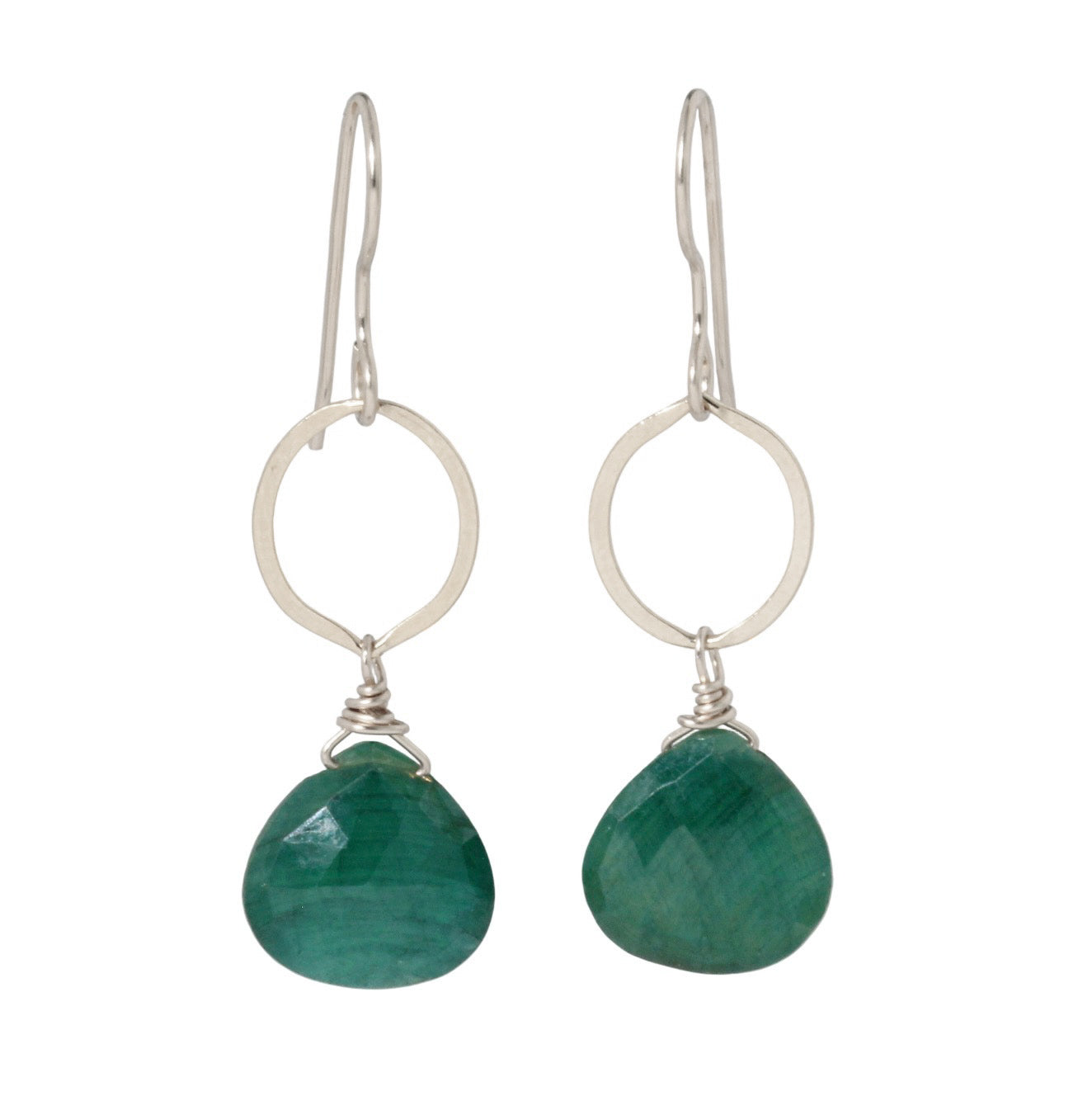 Emerald Circle Drop Earrings