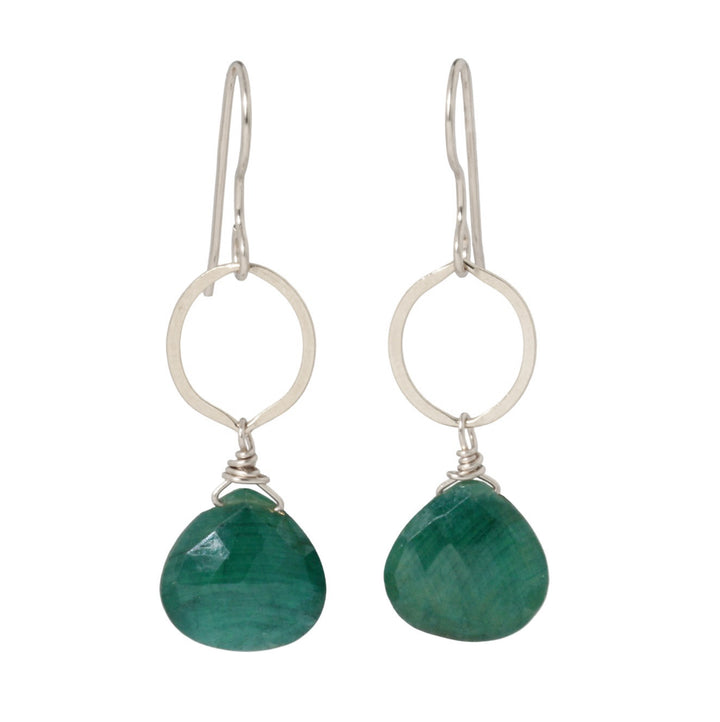 Emerald Circle Drop Earrings