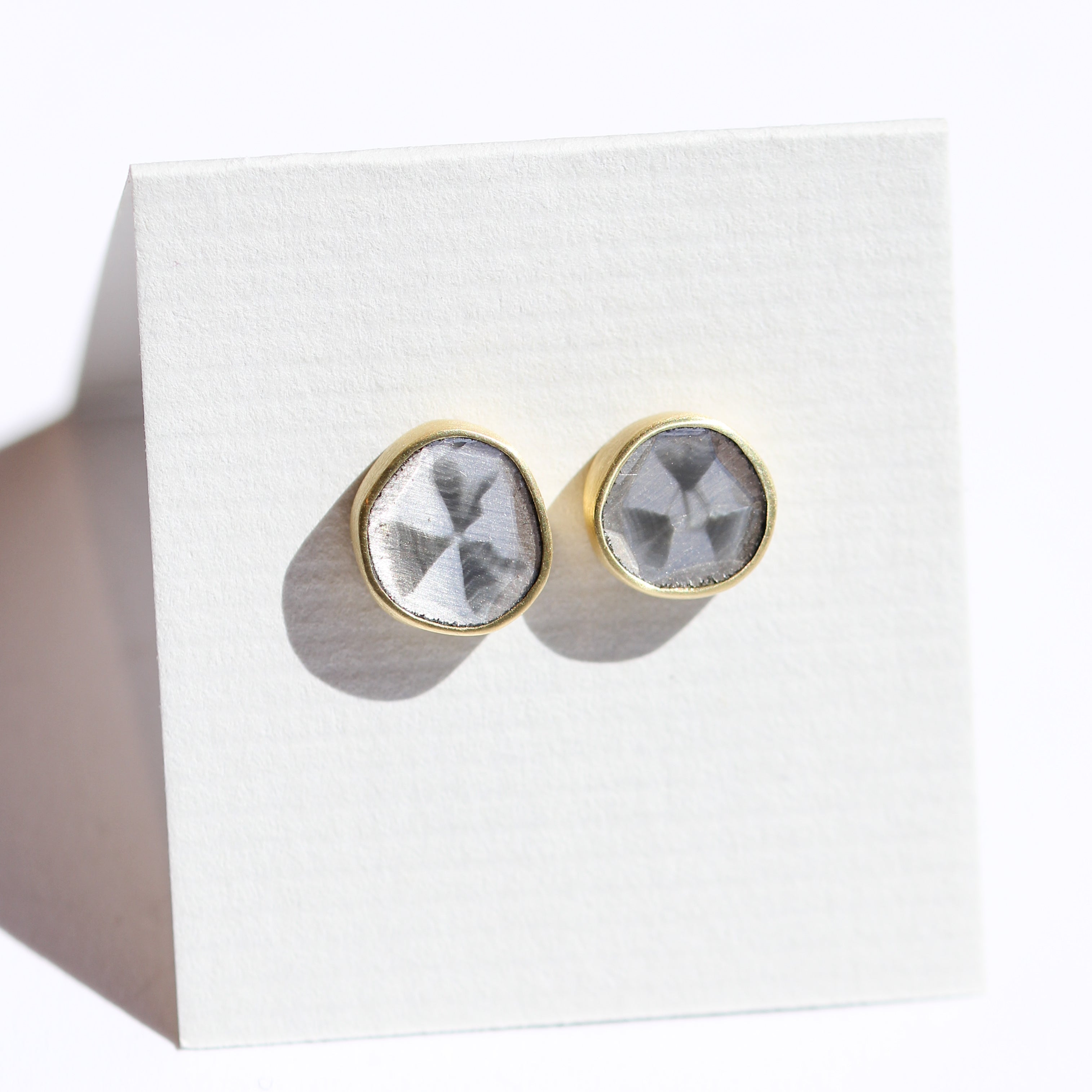 Diamond Slice Bezel Stud Earrings
