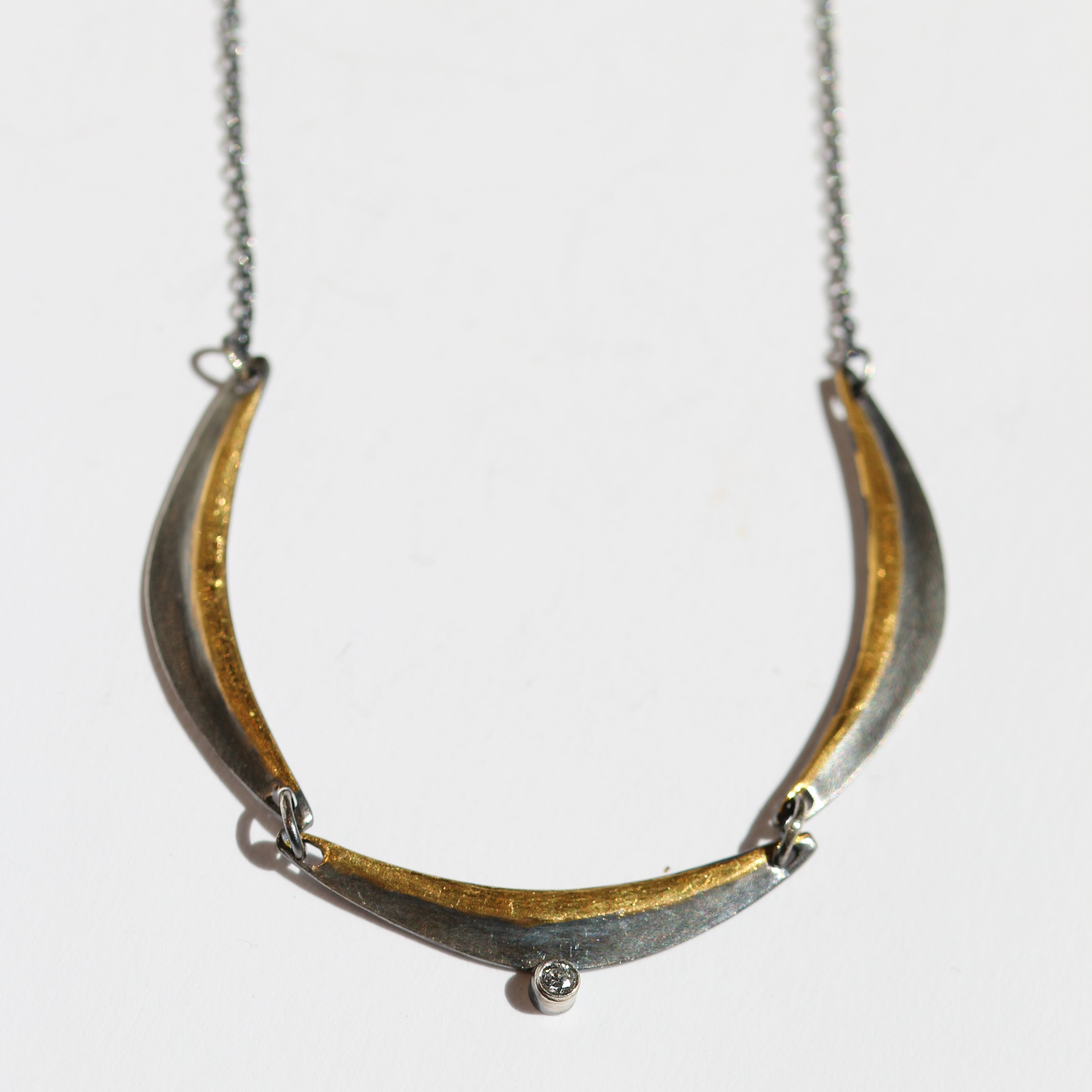 Three Ridge Diamond Necklace