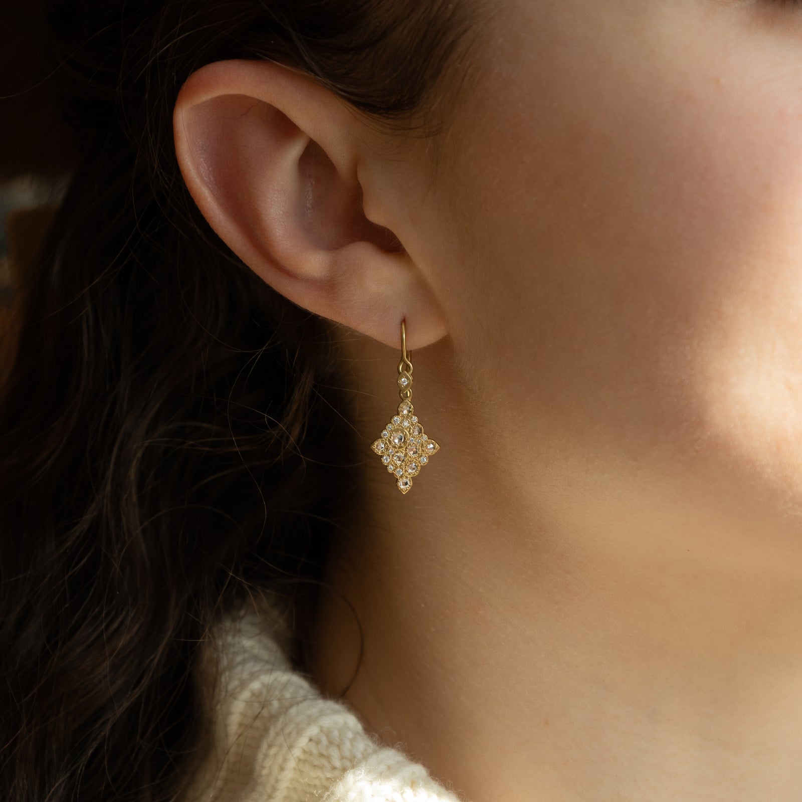 Mosaic Diamond Charm Earrings