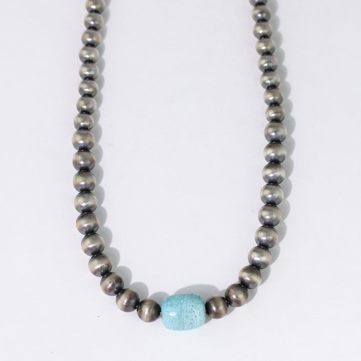 Navajo Pearl w Turquoise Bead Strand Necklace