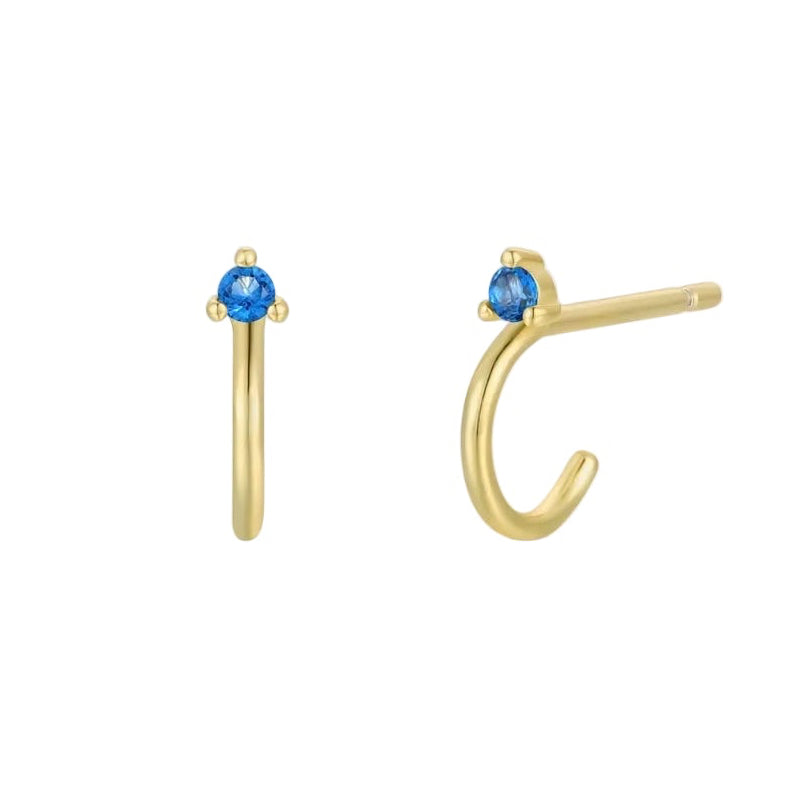 Open Mini Blue Sapphire Hoop