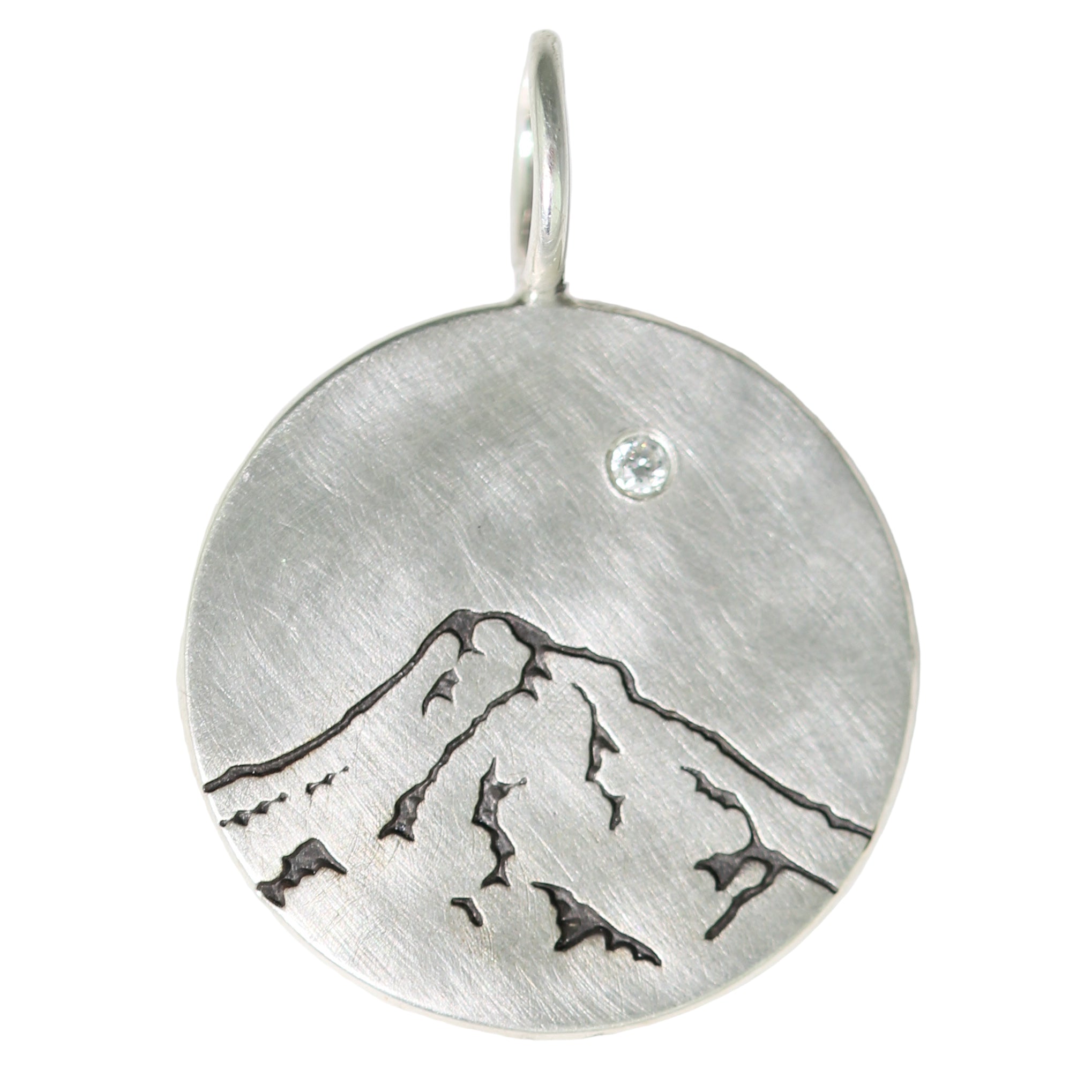 Large Round Silver Mt Hood Charm