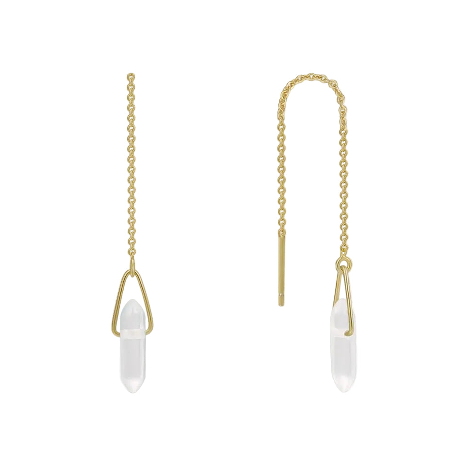 Clear Quartz Chain Threader Earrings