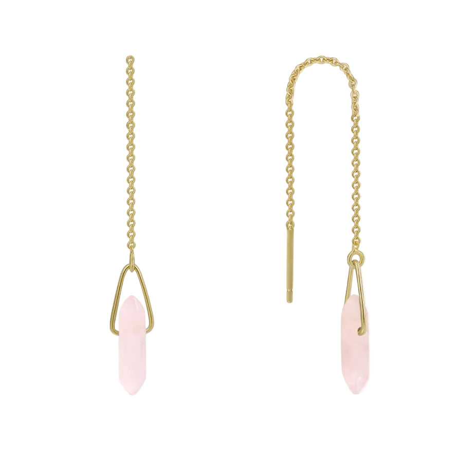 Rose Quartz Chain Threader Earrings