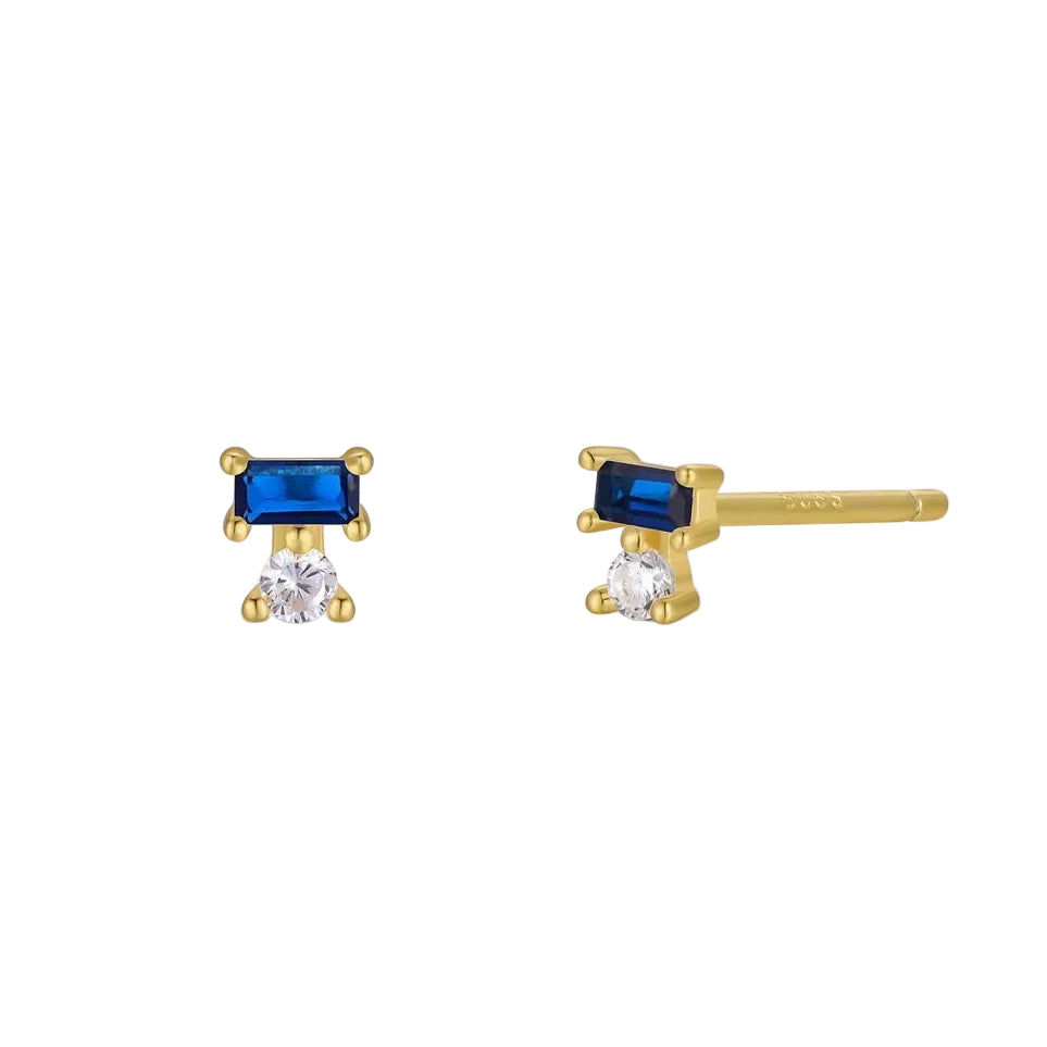 Double Stack Sapphire + CZ Stud Earrings