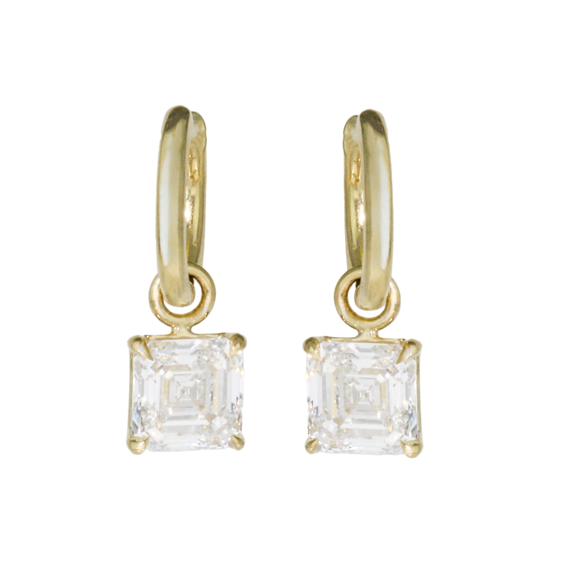 2.05tcw Asscher Cut Diamond Charmed Hoop Earrings