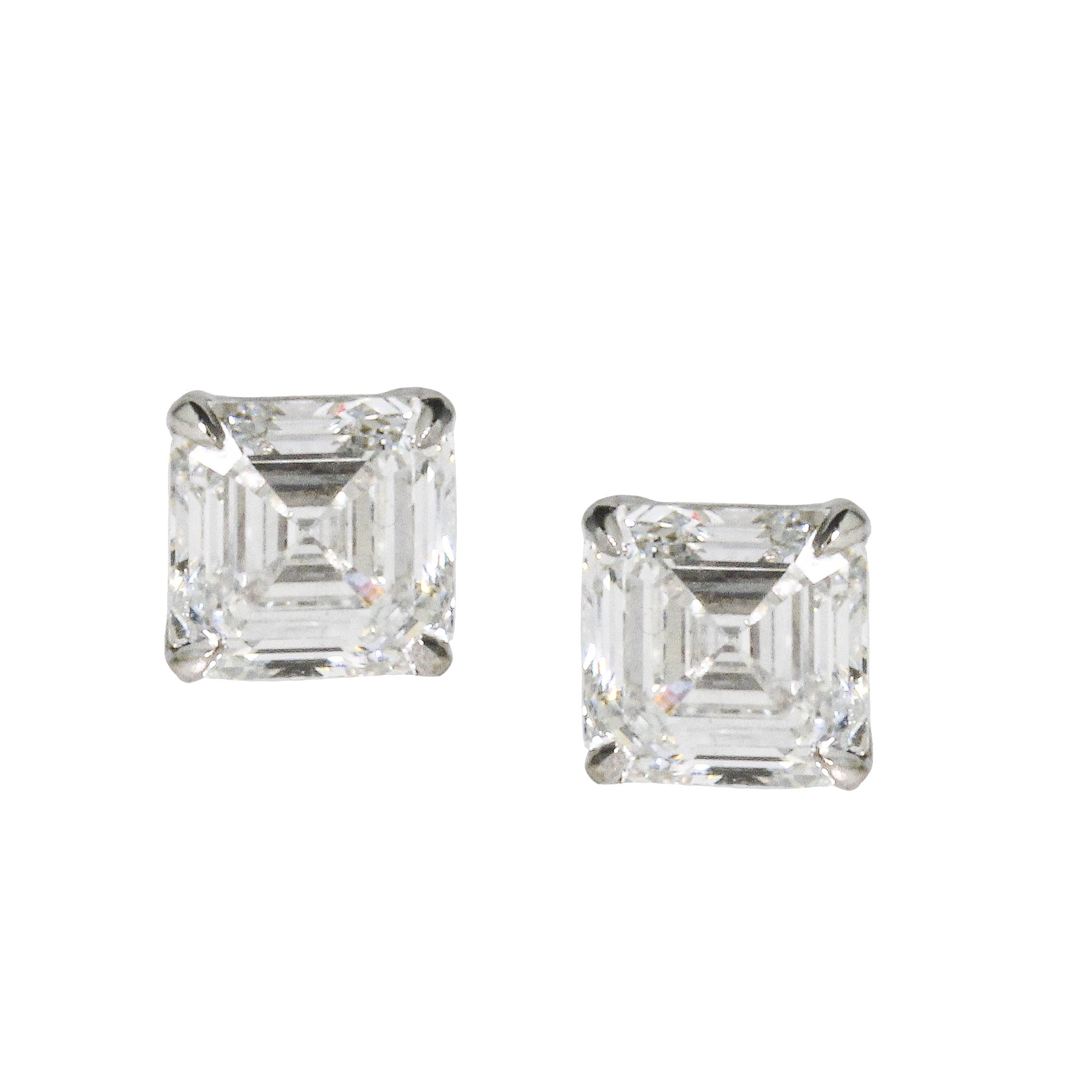 2.09ct Asscher Cut Lab Diamond Stud Earrings