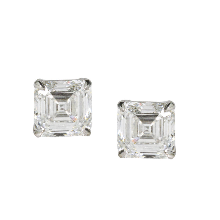 2.09ct Asscher Cut Lab Diamond Stud Earrings