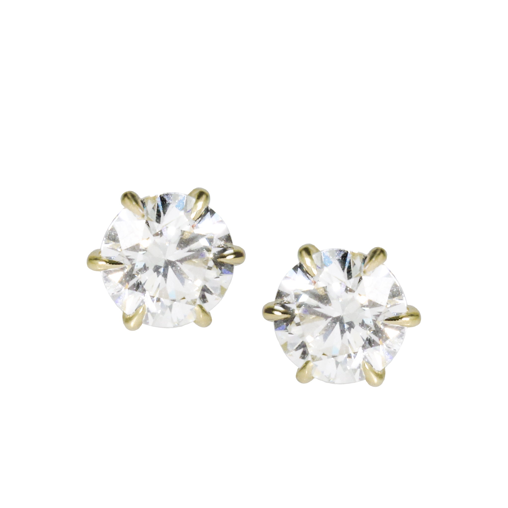 2.10ct Round Lab Diamond 6-Prong Stud Earrings