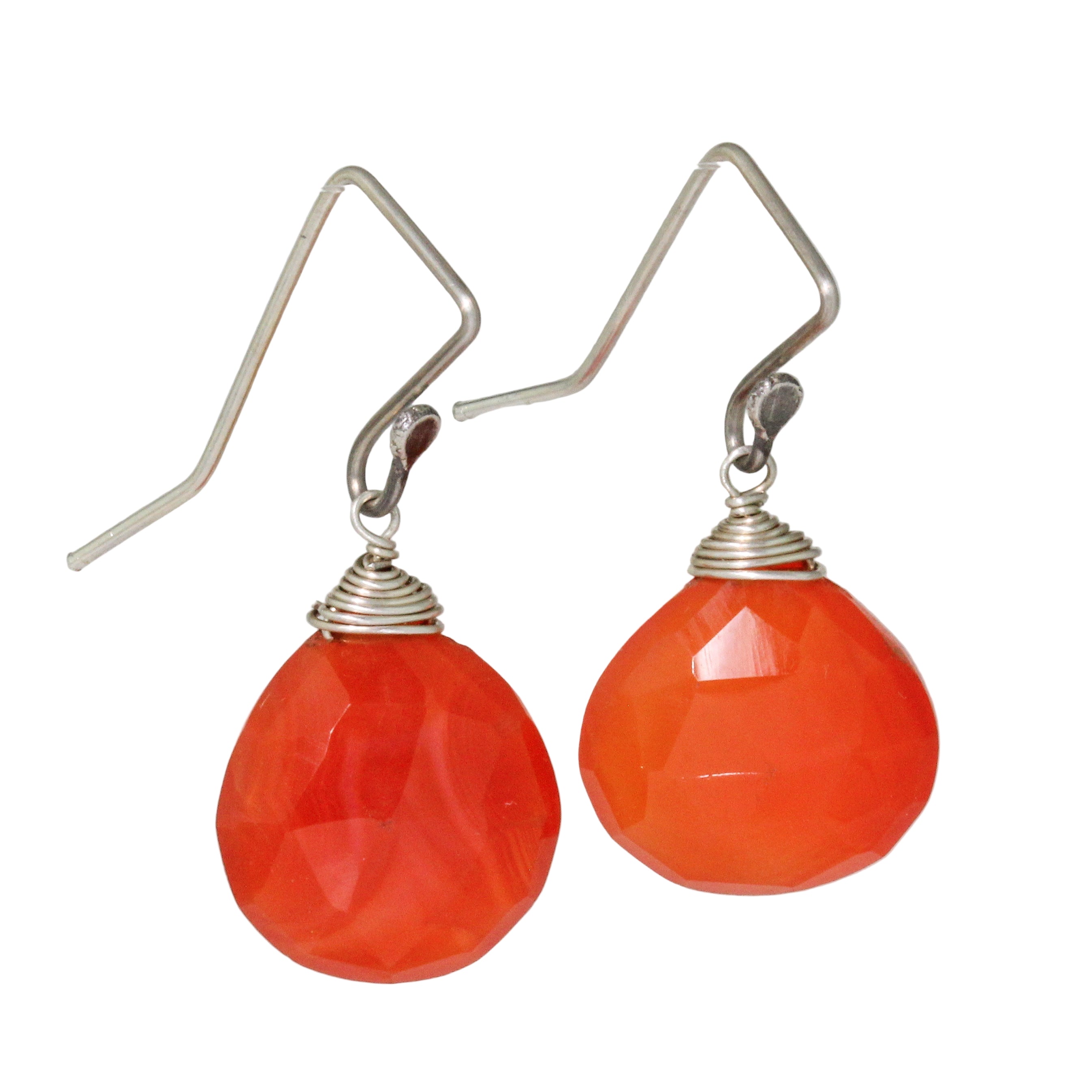 Orange Chalcedony Drop Earrings