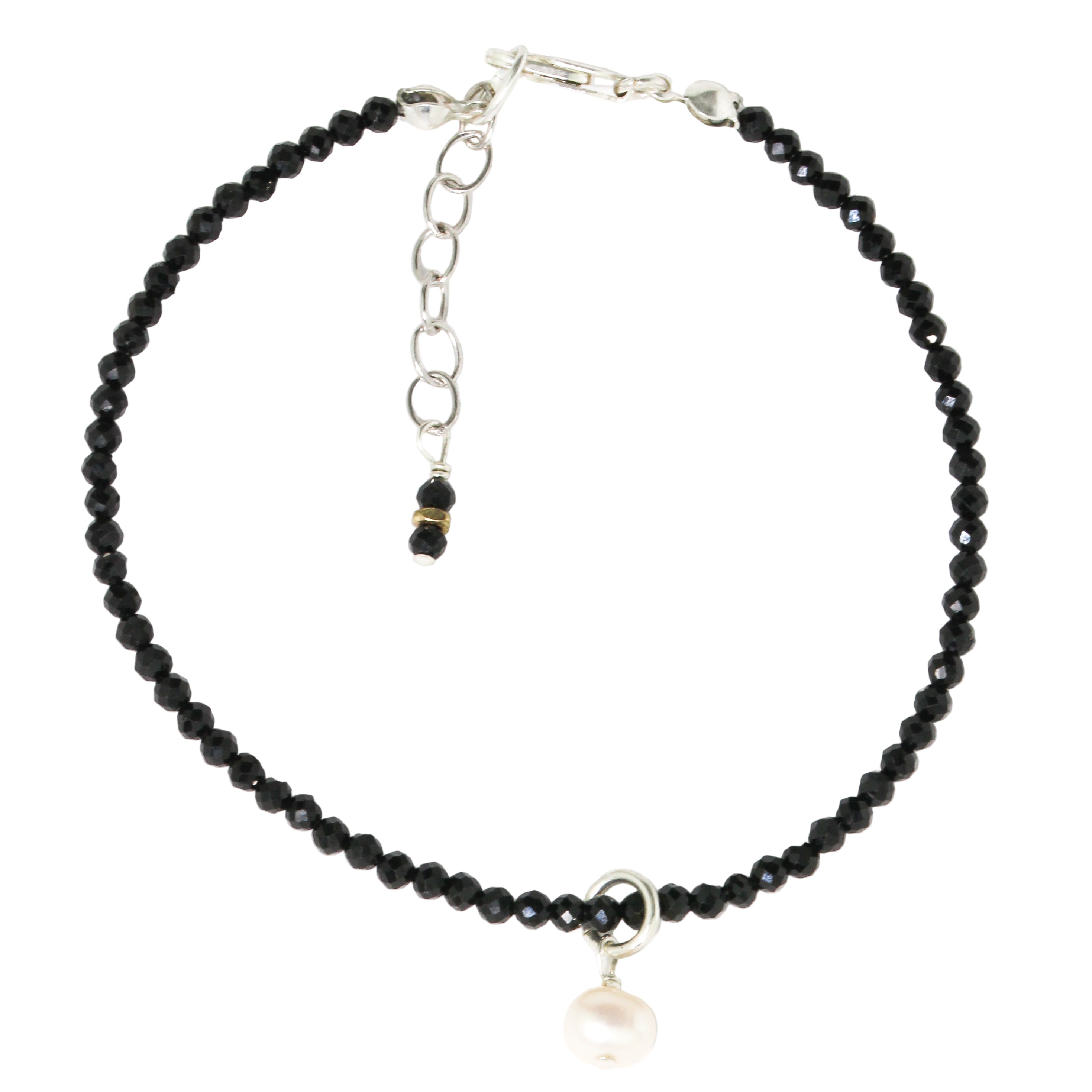 Black Spinel + Pearl Charm Bracelet