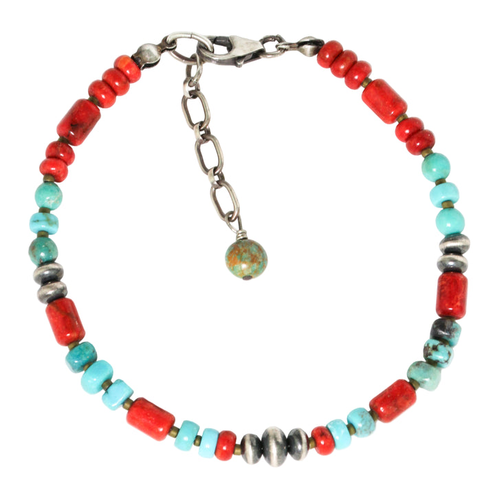 Spiny Oyster Shell + Turquoise Bracelet