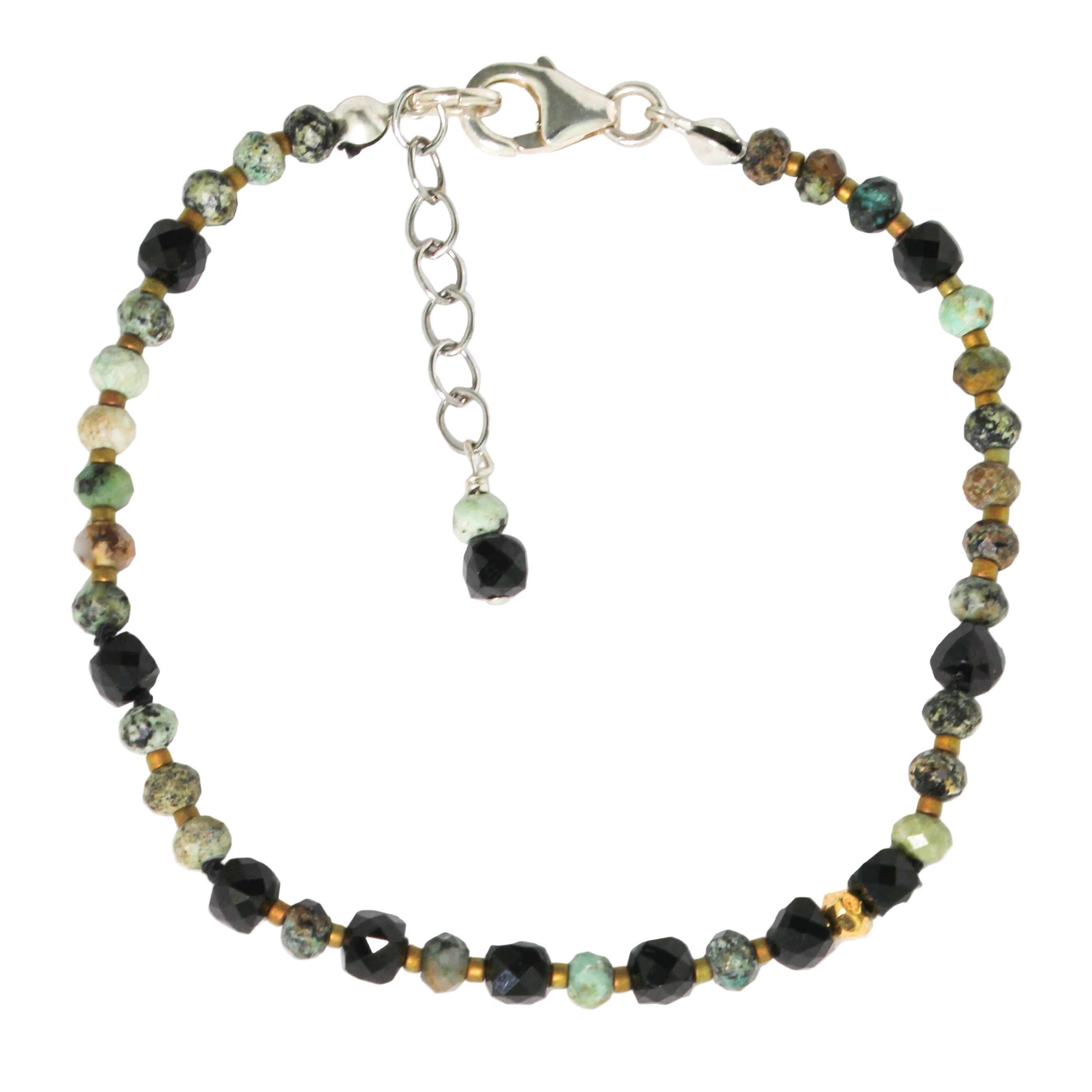 Green Turquoise + Black Spinel Bracelet