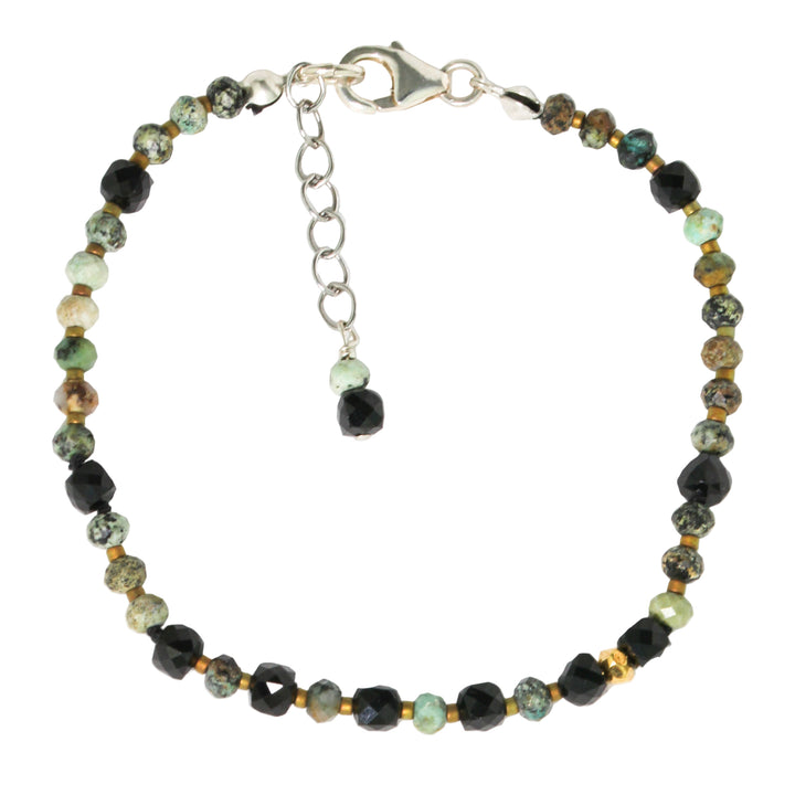Green Turquoise + Black Spinel Bracelet