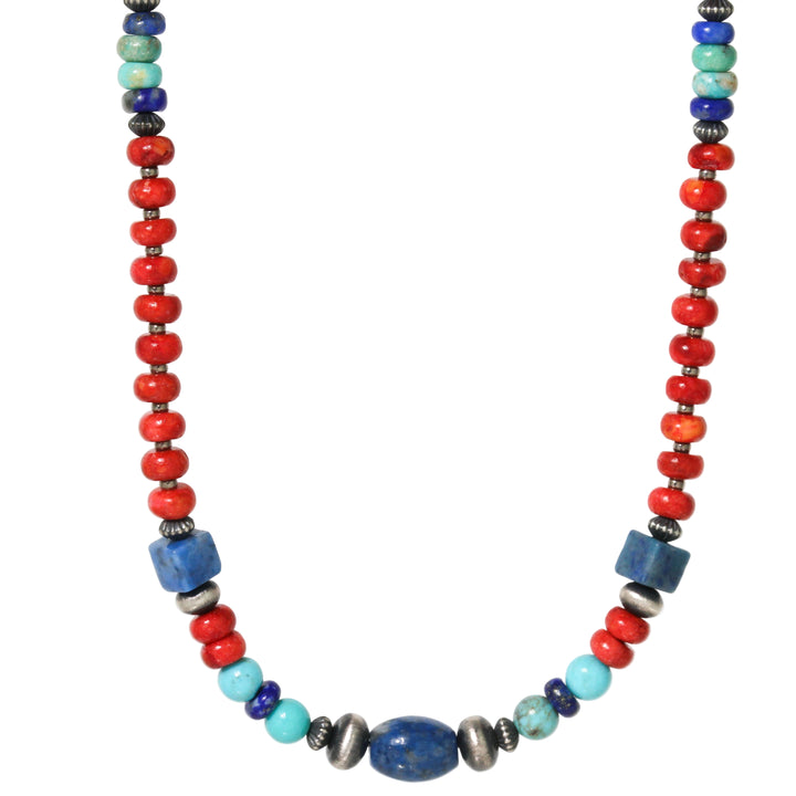 Spiny Oyster Shell + Lapis + Turquoise Necklace