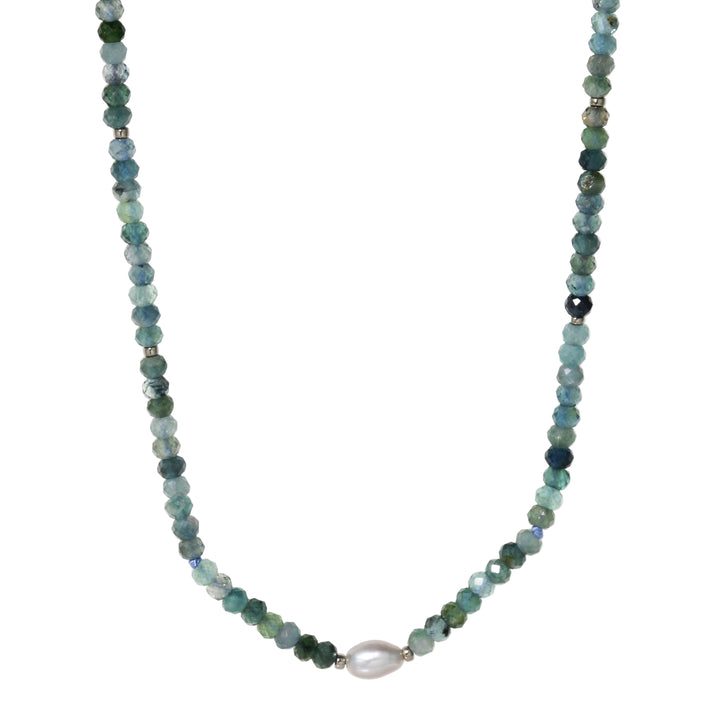 Blue Tourmaline + Pearl Necklace