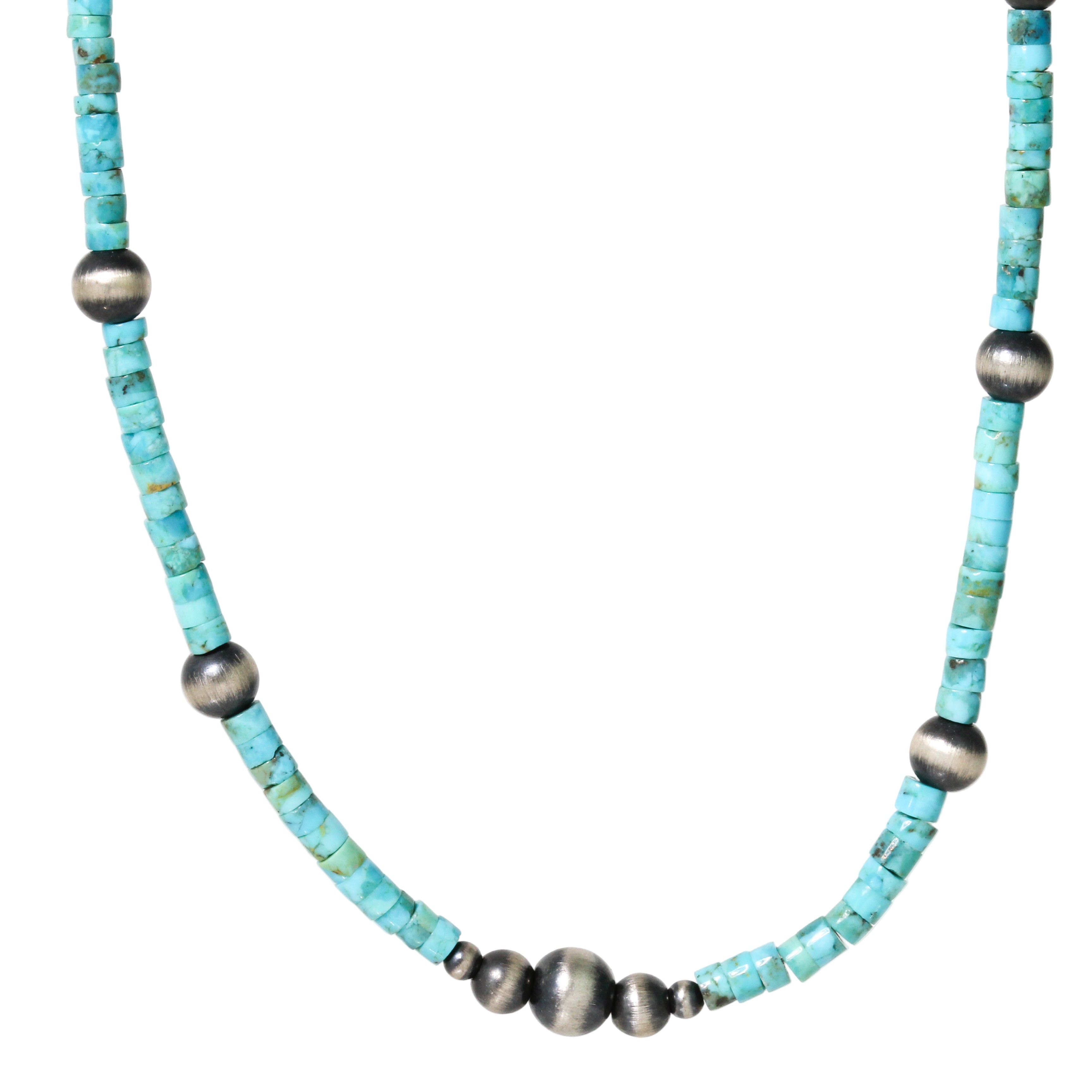 Heishi Turquoise + Spaced Navajo Pearl Necklace