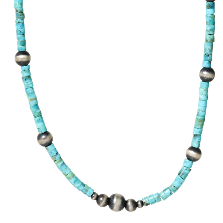 Heishi Turquoise + Spaced Navajo Pearl Necklace