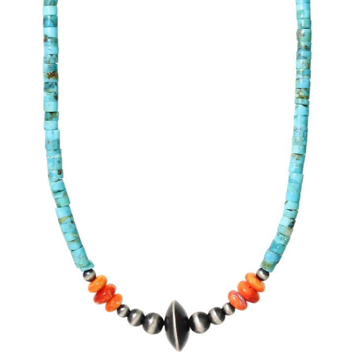 Heishi Turquoise + Spiny Oyster Shell Necklace