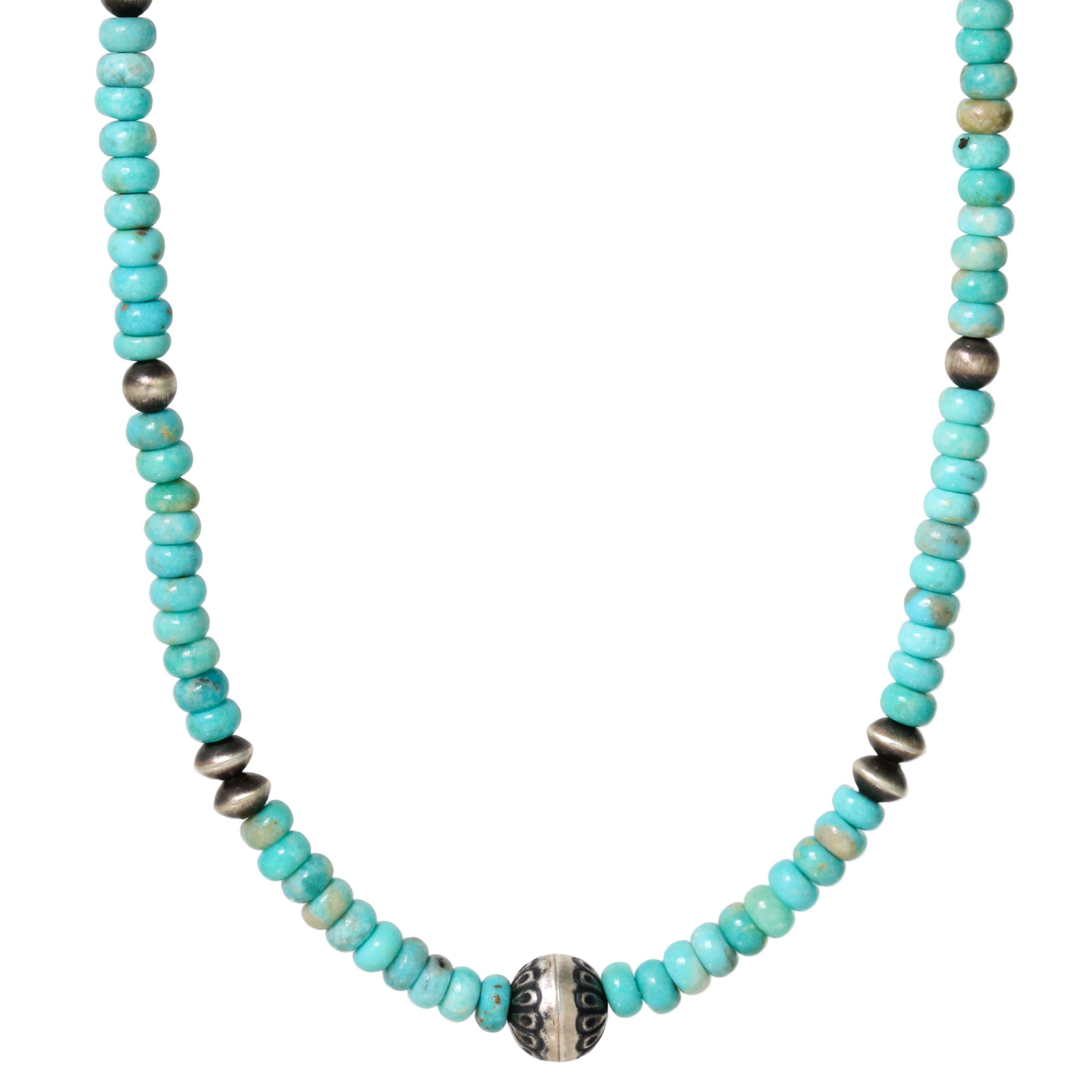 Mini Smooth Turquoise + Navajo Pearl Necklace