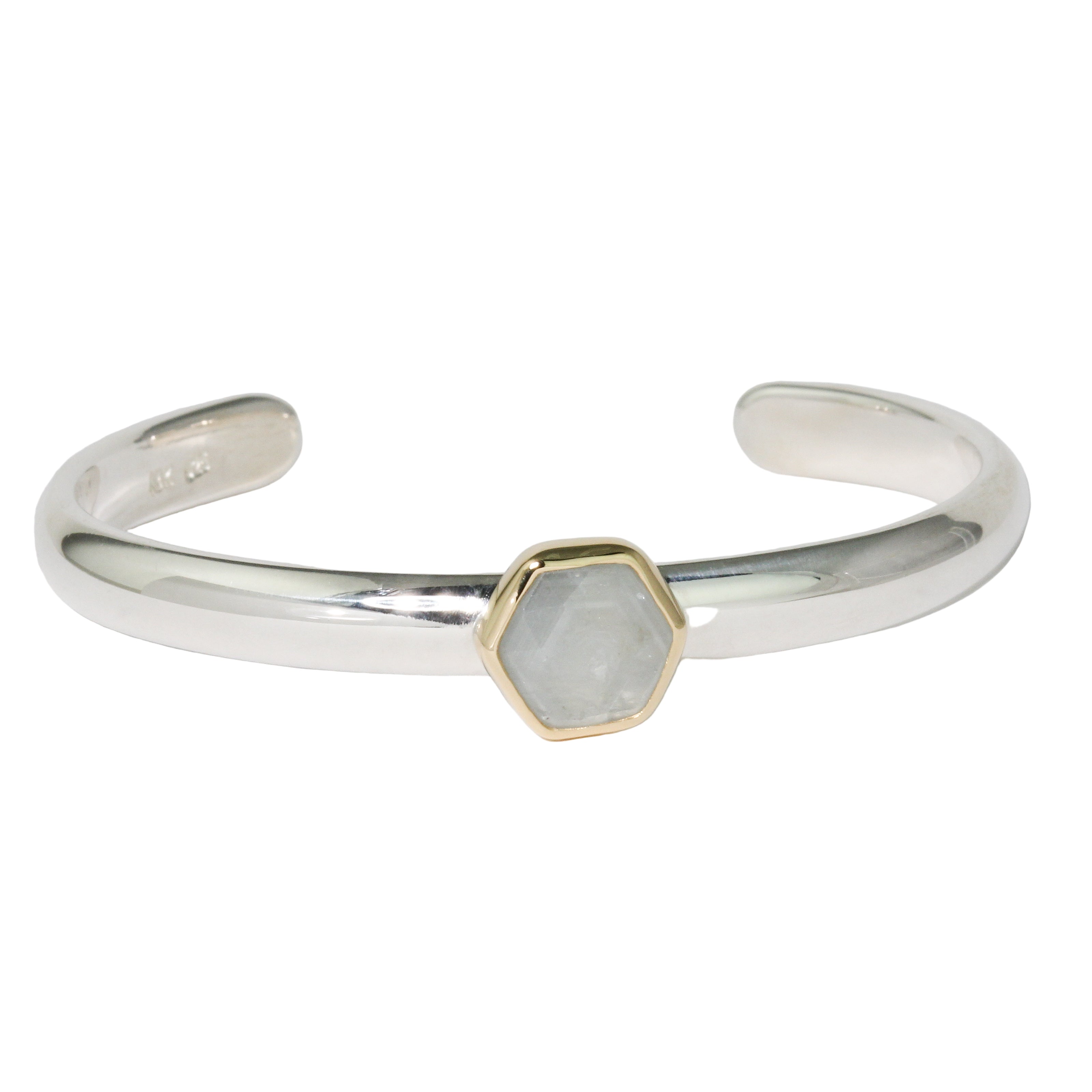 Hex White Linen Sapphire Cuff Bracelet
