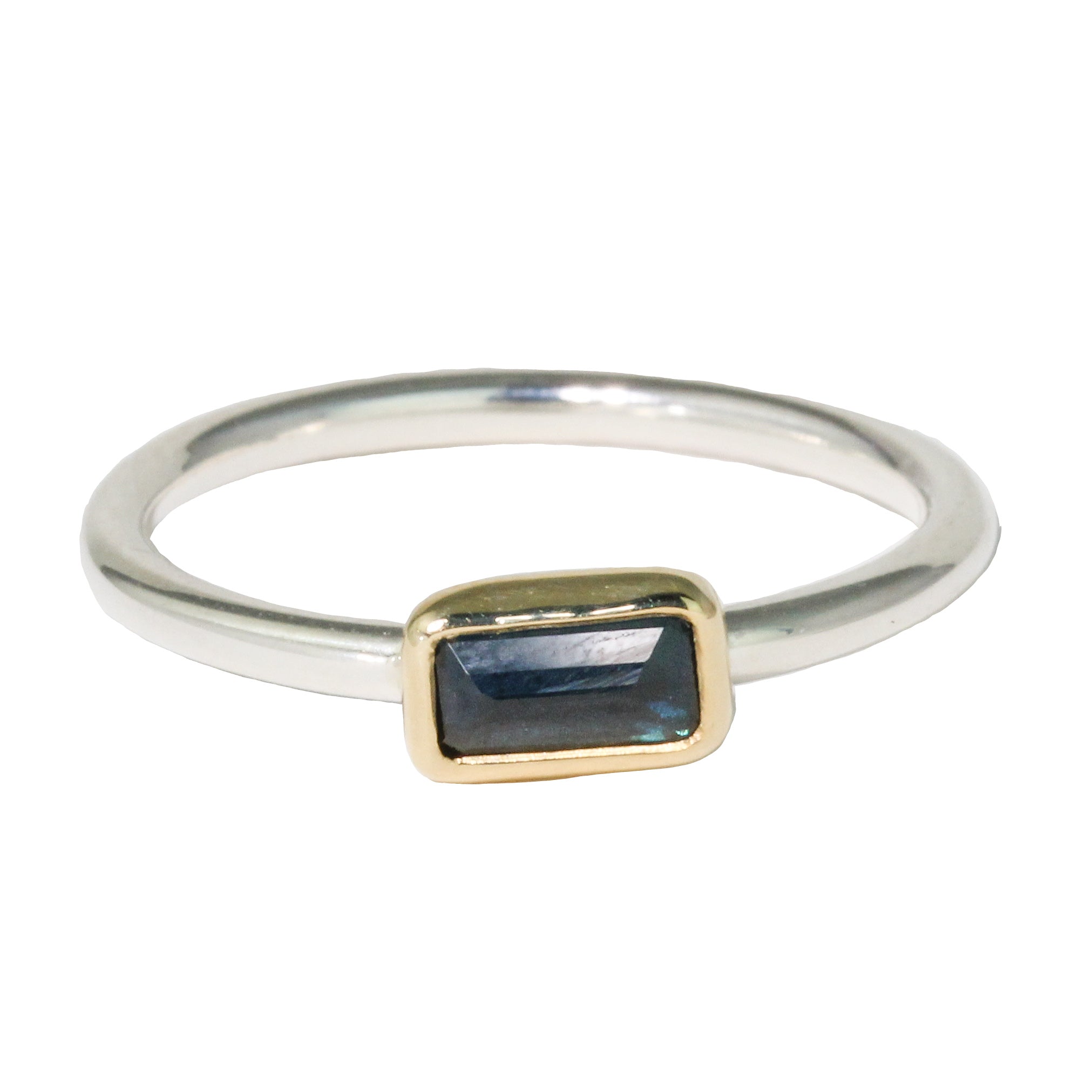 Baguette Blue Sapphire Stacking Ring