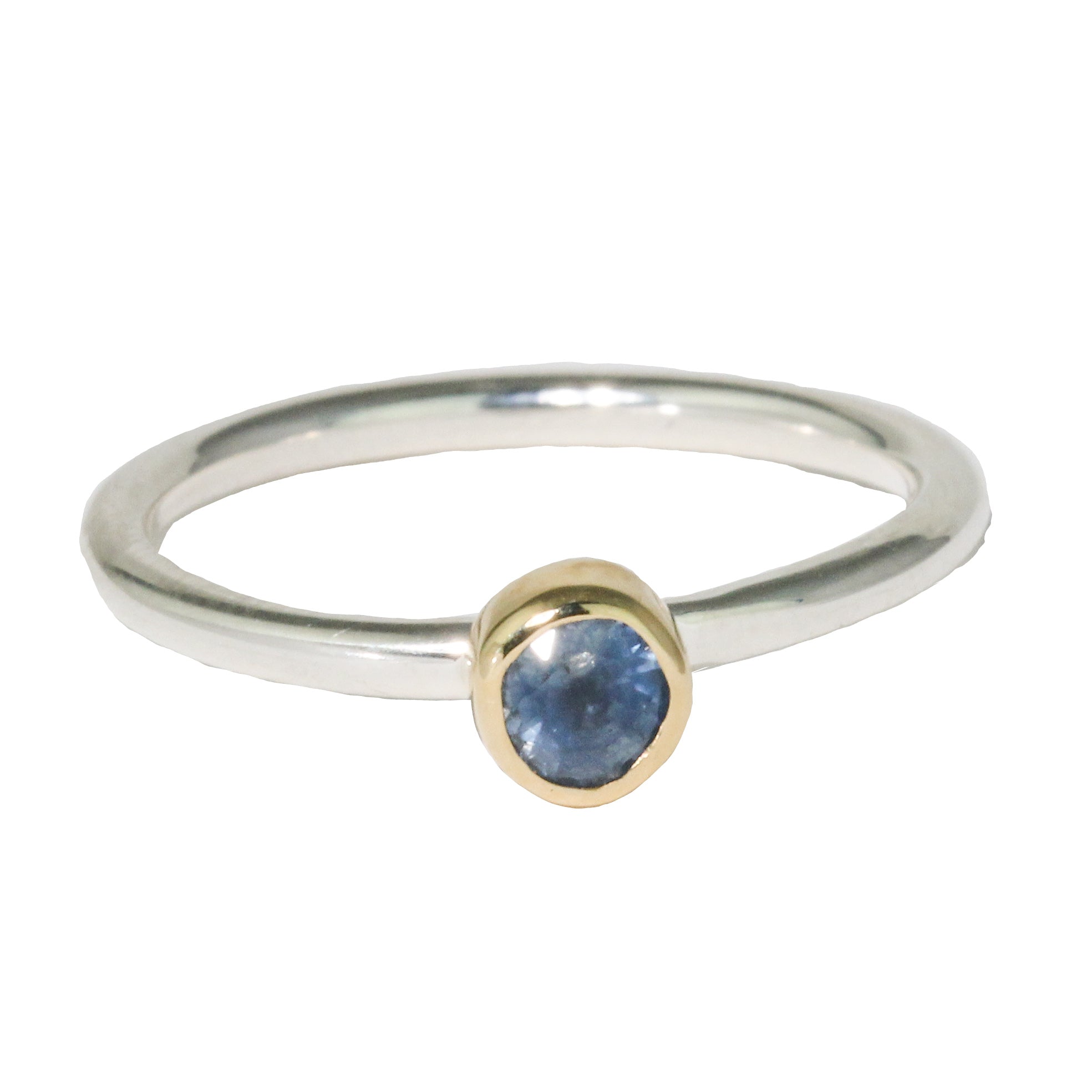 Round Blue Sapphire Stacking Ring