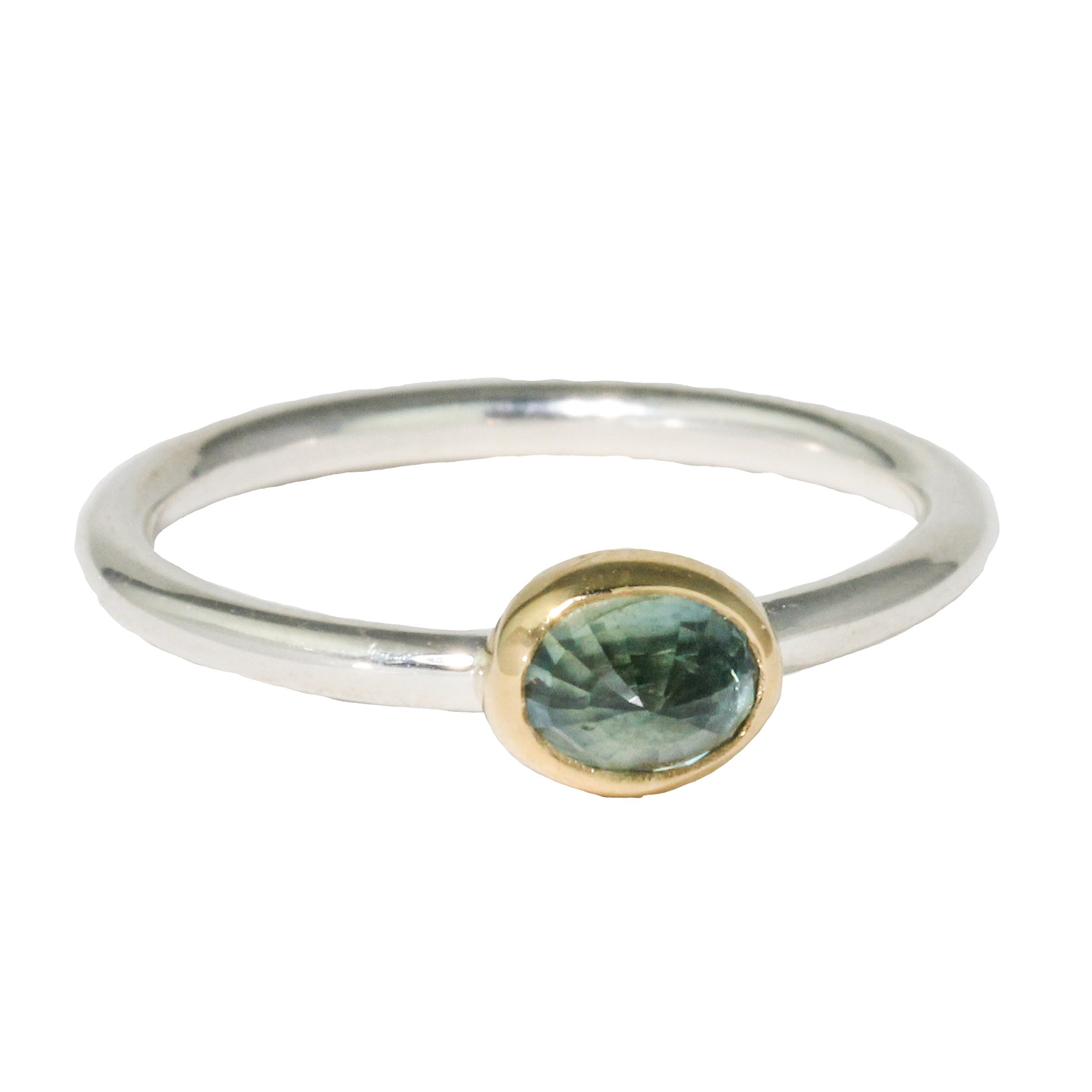 Inverted Light Green Sapphire Stacking Ring