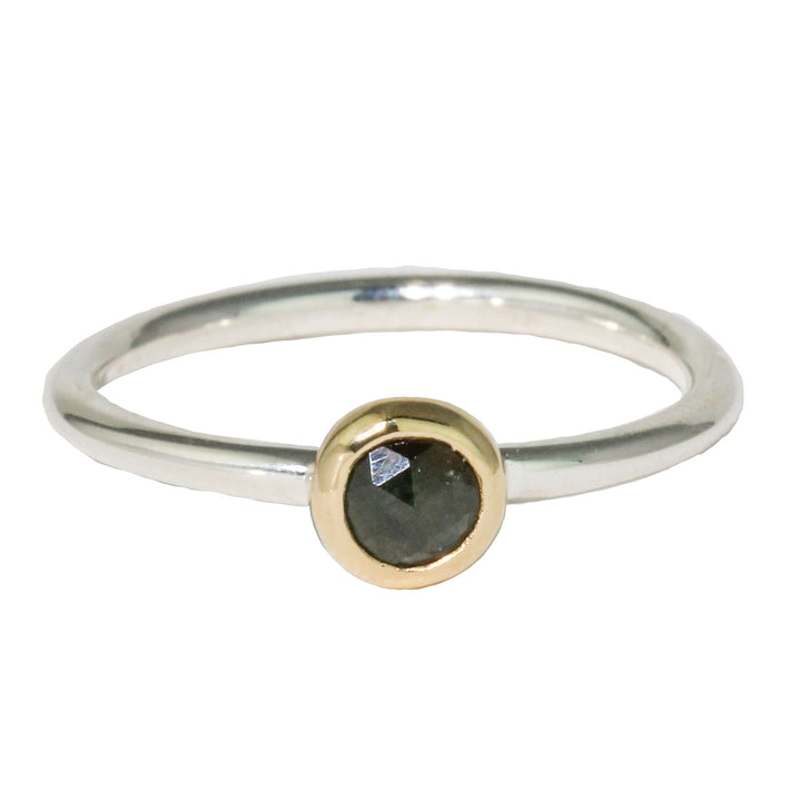 Round Dark Green Sapphire Stacking Ring