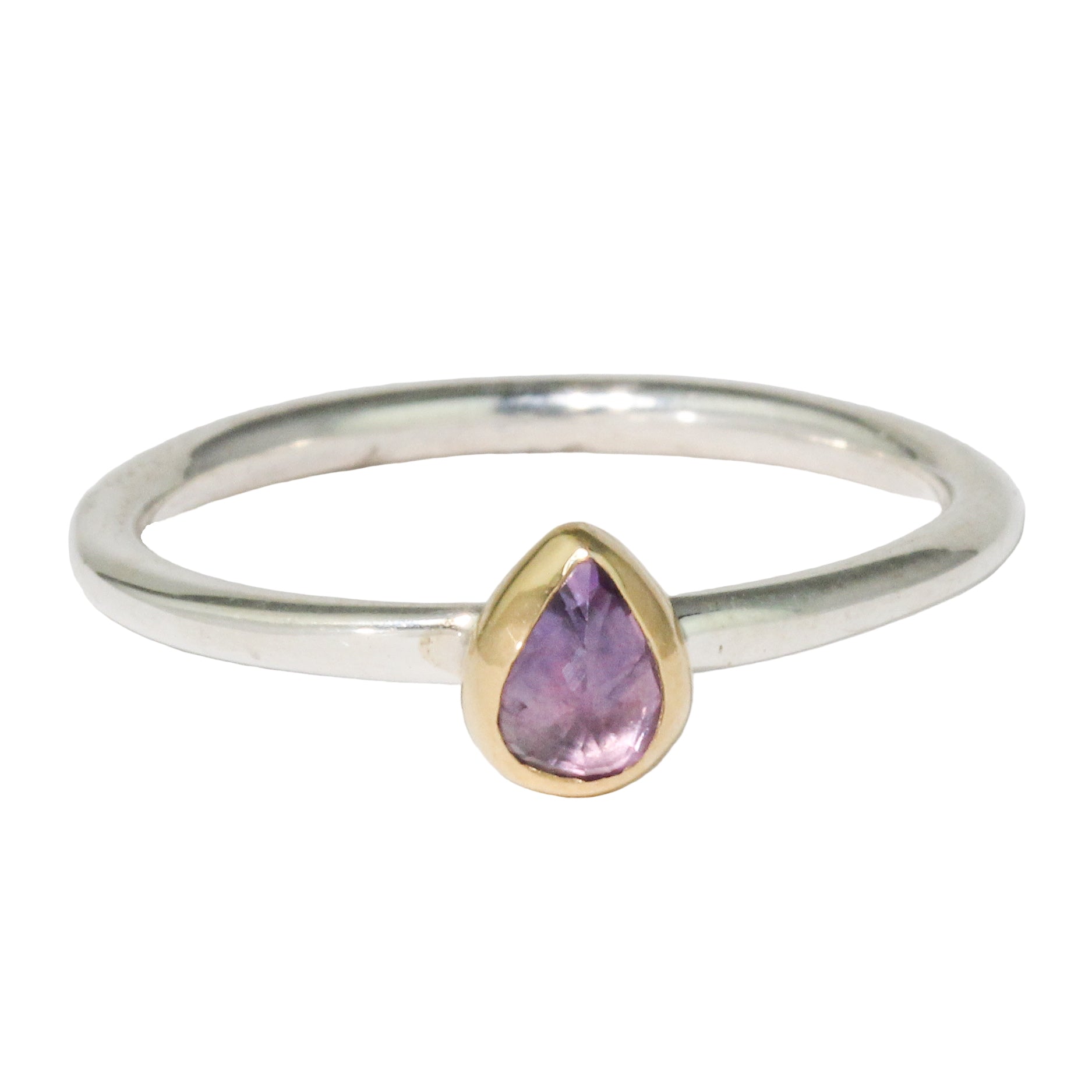 Teardrop Purple Sapphire Stacking Ring