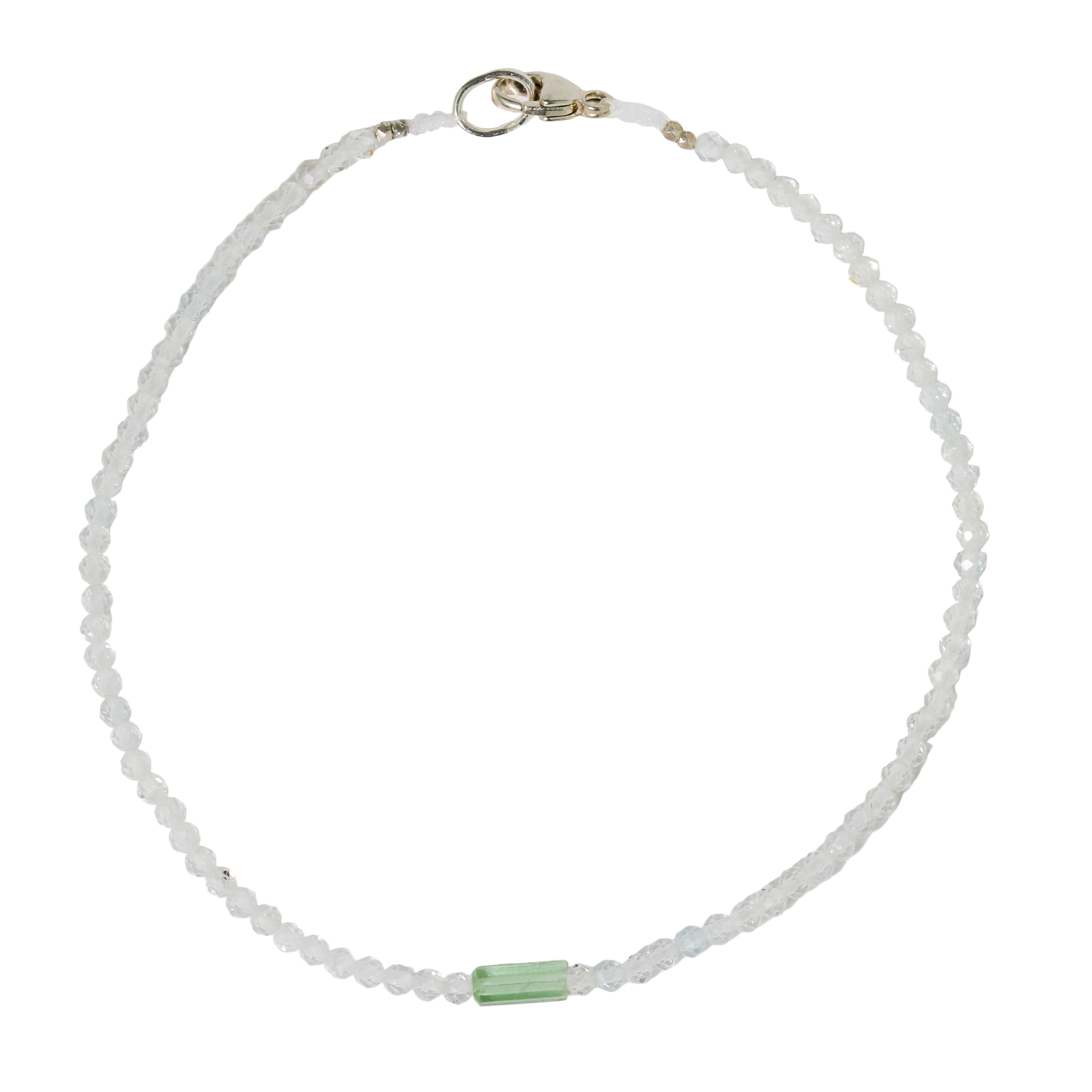 White Topaz + Green Tourmaline Bracelet No. 12